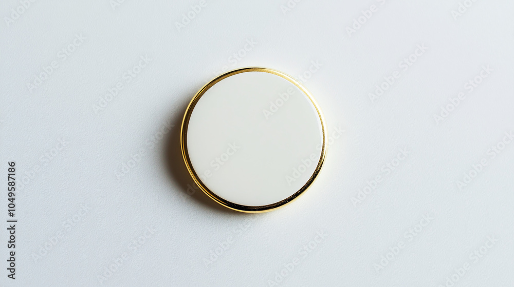 white and gold round button with blank space on a white background white and gold round button with blank space on a white background