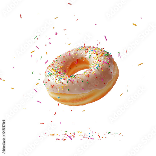 donut with sprinkles falling in motion isolated on white background.png