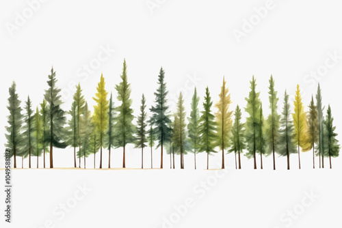 Adobe Illustrator ArtworkWatercolor forest tree line