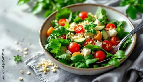 Gourmet Mixed Green Salad with Fresh Herbs for a Delightful and Healthy Dining Experience