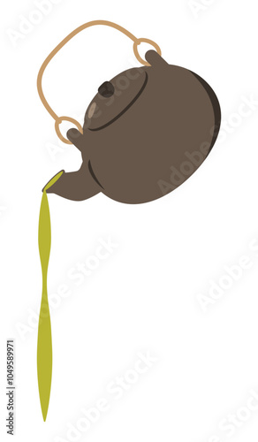 こげ茶色の急須のイラスト