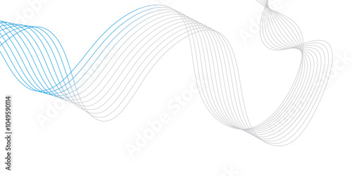 Abstract vector background with blue wavy lines. Blue wave background. Light blue lines vector illustration. Curved wave. Abstract wave element for design.