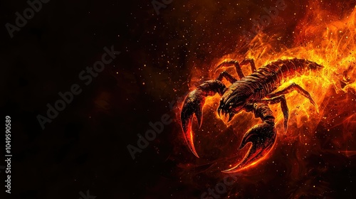 Dynamic Scorpio Zodiac Sign Portrayal in Flames