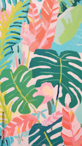 Vibrant tropical leaf pattern