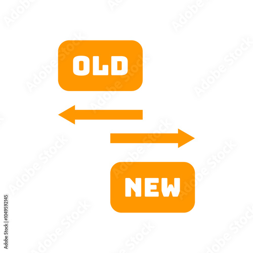 Old vs New text cubes with arrow sign 