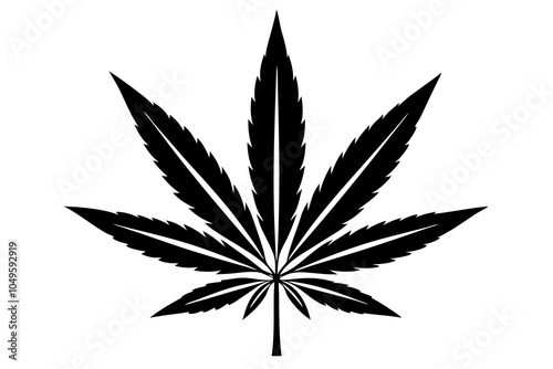 Cannabis leaves | isolated vector silhouette illustration on white background