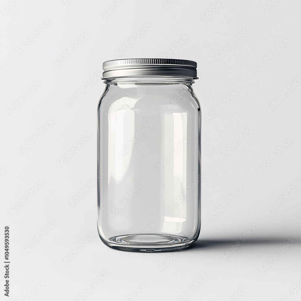 empty glass jar with silver lid isolated on white background mockup 3d rendering empty glass jar with silver lid isolated on white background mockup 3d rendering