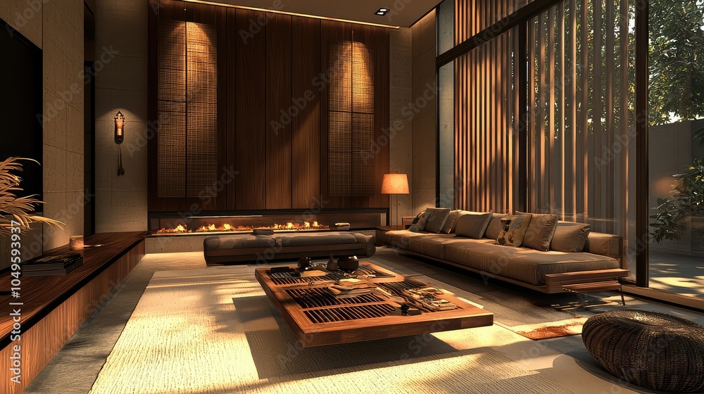 Fototapeta premium Modern Cozy Living Room with Elegant Sofa