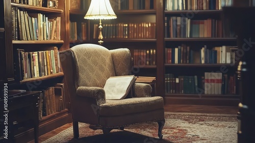 Cozy Reading Nook with Comfortable Armchair and Books