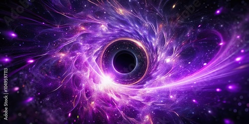 Modern Abstract Magic Animation with Purple Particles and Black Hole in Rule of Thirds Composition photo