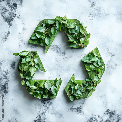 Circular Recycling Logo Design Featuring Three Green Leaves on a White Background, Symbolizing Sustainability and Environmental Awareness