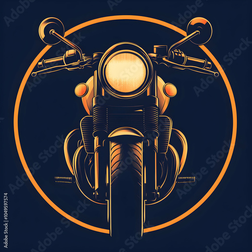 Clean Circular Logo Design Featuring Front View of a Motorcycle in Modern Aesthetic photo