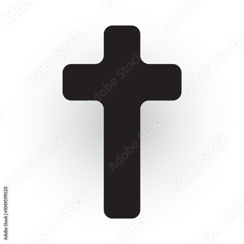 Metallic Christian Cross icon. Simple Christian Cross symbol shape vector illustration.