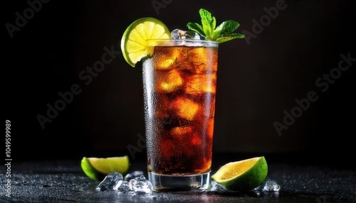 cuba libre drink and slices of lemon photo