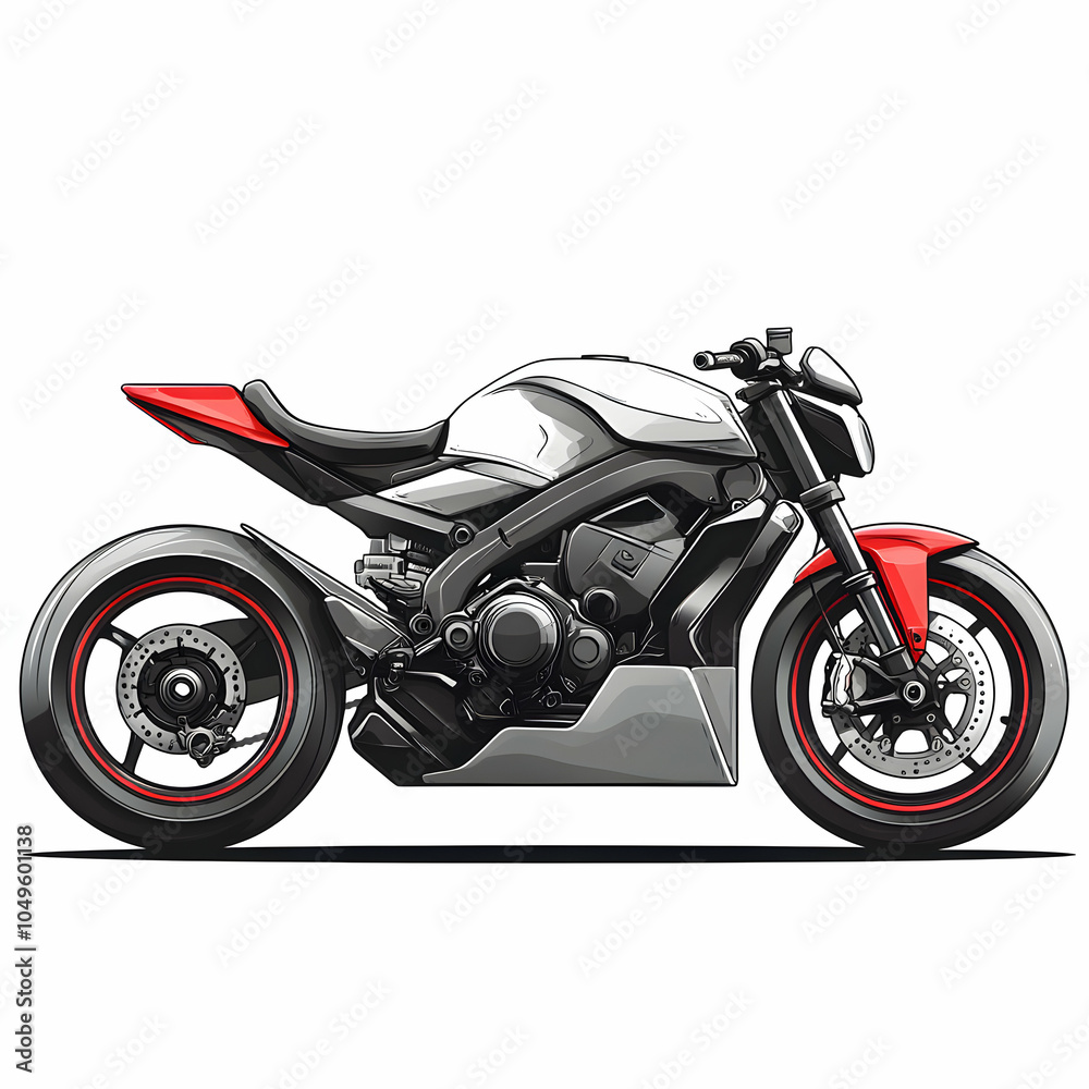 Illustrated Profile of a Sleek Motorcycle with Clean Lines on a Neutral Background Illustrated Profile of a Sleek Motorcycle with Clean Lines on a Neutral Background