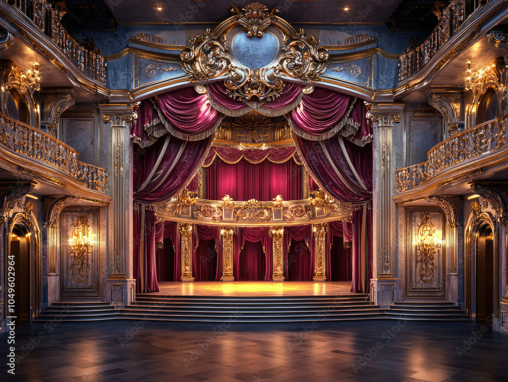 Obraz premium Opulent Classical Theater Stage Set Design