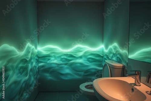 Luminogram Light Waves The toilet room is illuminated by luminog photo