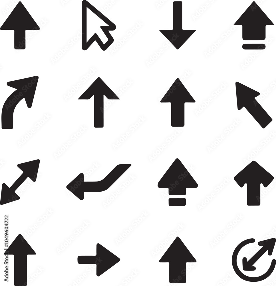 collection of black arrows icons silhouette vector art illustration collection of black arrows icons silhouette vector art illustration