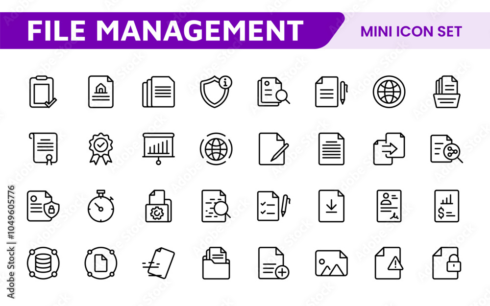 Document Management Icon Set. Streamlined icons for organizing, storing, and sharing files, perfect for productivity apps, cloud storage, and business workflows. Document Management Icon Set. Streamlined icons for organizing, storing, and sharing files, perfect for productivity apps, cloud storage, and business workflows.