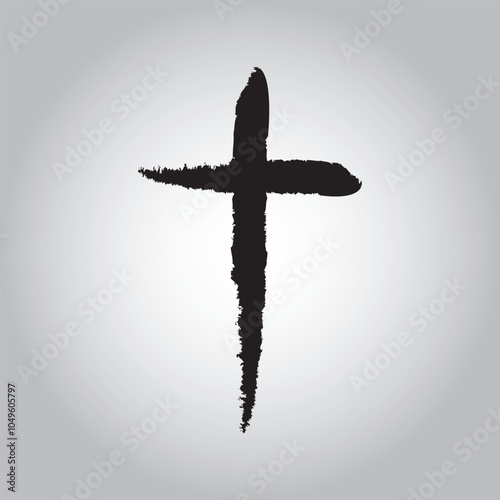 Metallic Christian Cross icon. Simple Christian Cross symbol shape vector illustration. photo