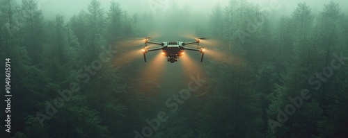 A drone surveyor, mapping a forest with laser precision from the sky photo