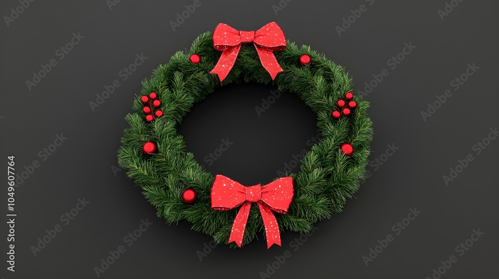 Christmas wreath with red bows and ornaments transparent background Christmas wreath with red bows and ornaments transparent background