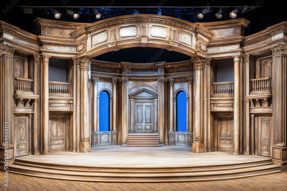 Obraz premium Elegant Theater Stage with Open Curtain Design