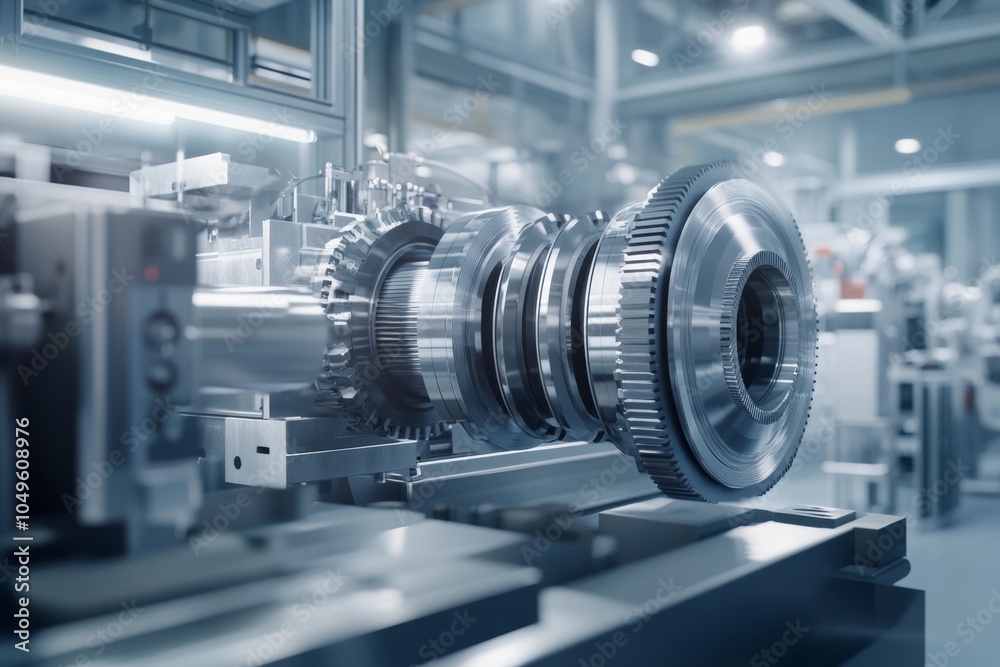 Intricate industrial turbine component showcased in a precision engineering manufacturing setting Intricate industrial turbine component showcased in a precision engineering manufacturing setting