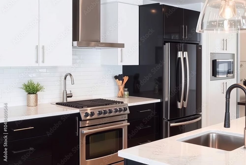 Fototapeta premium Black Stainless Steel Appliances Modern and sleek