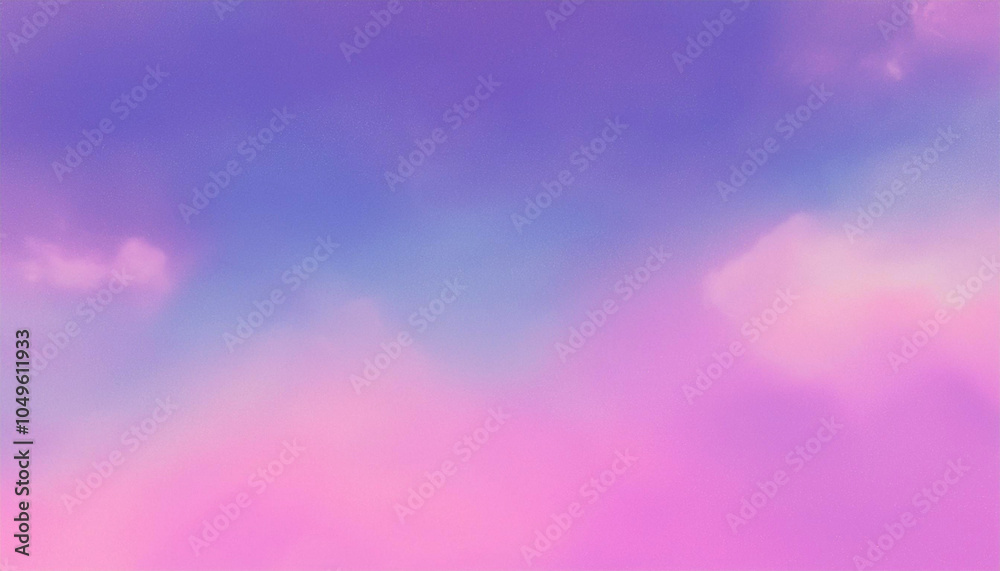 Fototapeta premium ピンクと紫のグラデーション、幻想的で可愛い空と雲の背景