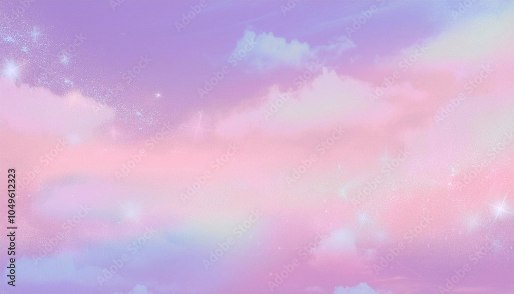 Fototapeta premium 幻想的でキラキラした空と雲のゆめかわいい背景