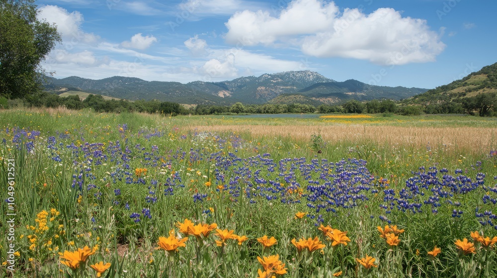 Beautiful Farmers Field with Wildflowers and Mountains Beautiful Farmers Field with Wildflowers and Mountains