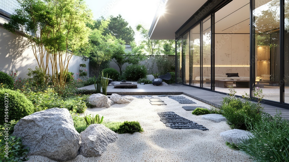 Fototapeta premium Serene Korean Minimalist Outdoor Space