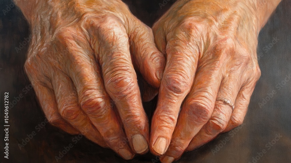 Fototapeta premium Aged hands, beautifully detailed, symbolize wisdom and the passage of time, encouraging a sense of reflection on the love
