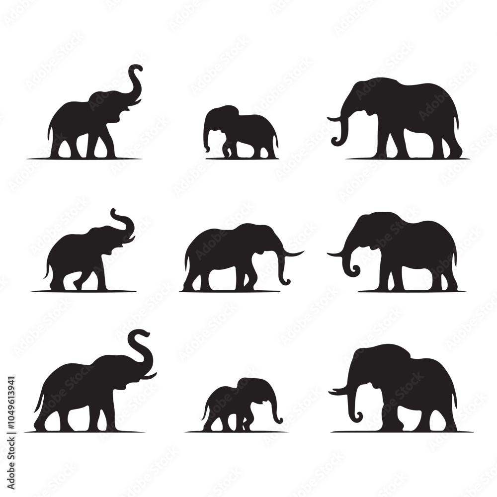 Obraz premium Collection of Elephant silhouette vector