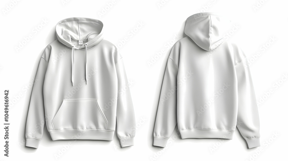 Hyperrealistic Mockup of a Simple White Hoodie Displayed from the Front on a Neutral Background Hyperrealistic Mockup of a Simple White Hoodie Displayed from the Front on a Neutral Background