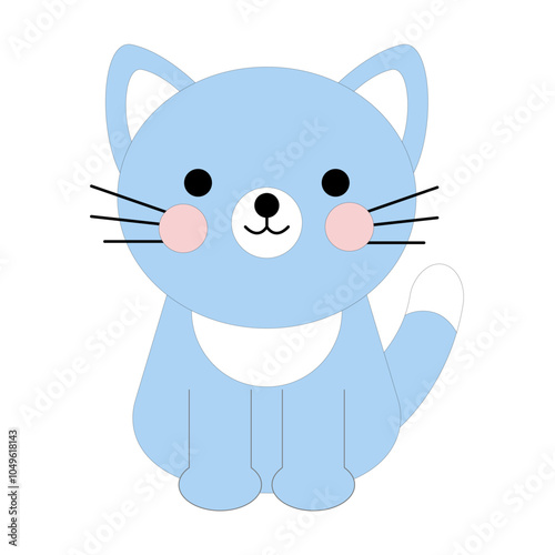 Cute kitty cat isolated on a white background. Colored icon of cat, vector illustration in flat style.