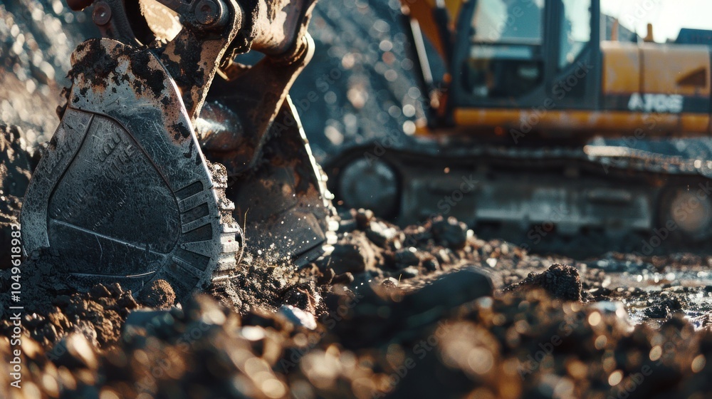 Naklejka premium Excavator symbolizes the essence of construction and heavy equipment, AI generated image