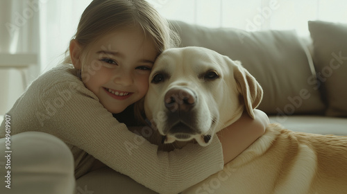 Girl embracing Labrador Retriever: Pure, Unconditional Love 