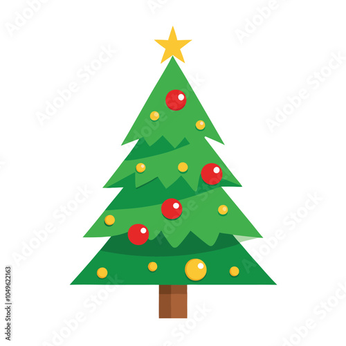 christmas tree vector art with solid white background