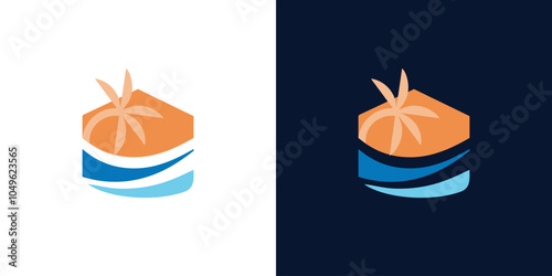 Home coast water beach house logo travel vacation vector design