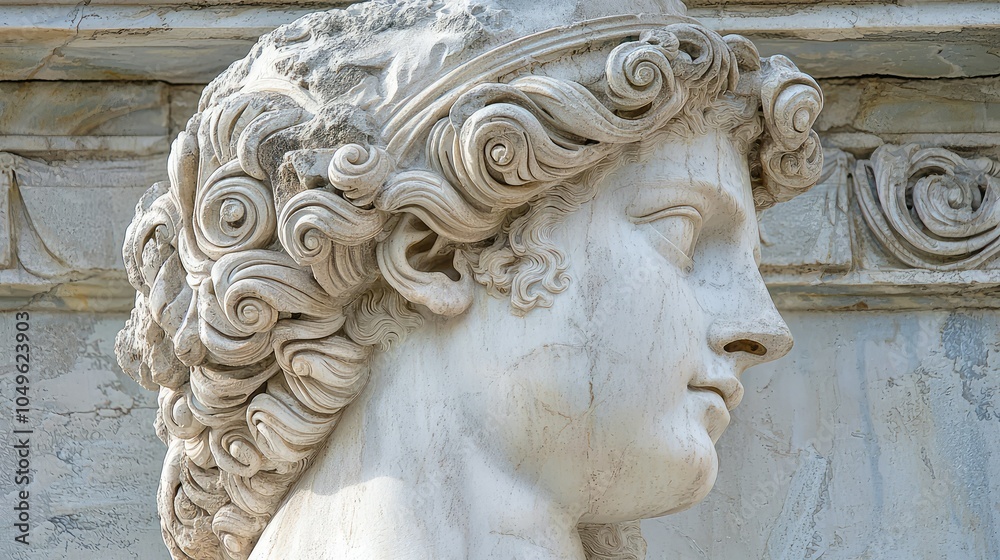 Fototapeta premium Intricate Classical Statue with Detailed Hairstyle