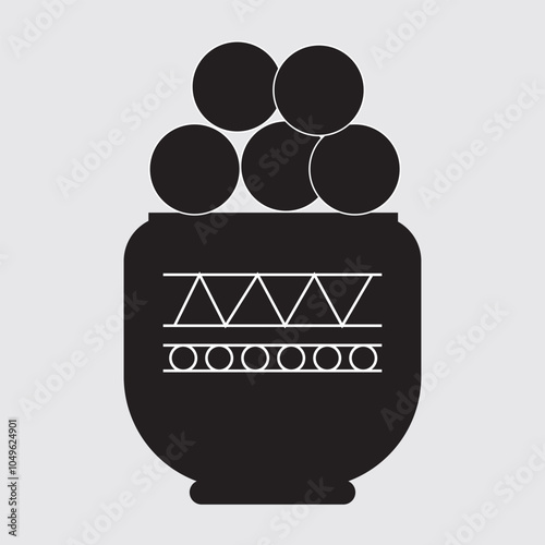 Indian Laddu and sweets icon. Laddu Bowl icon vector.