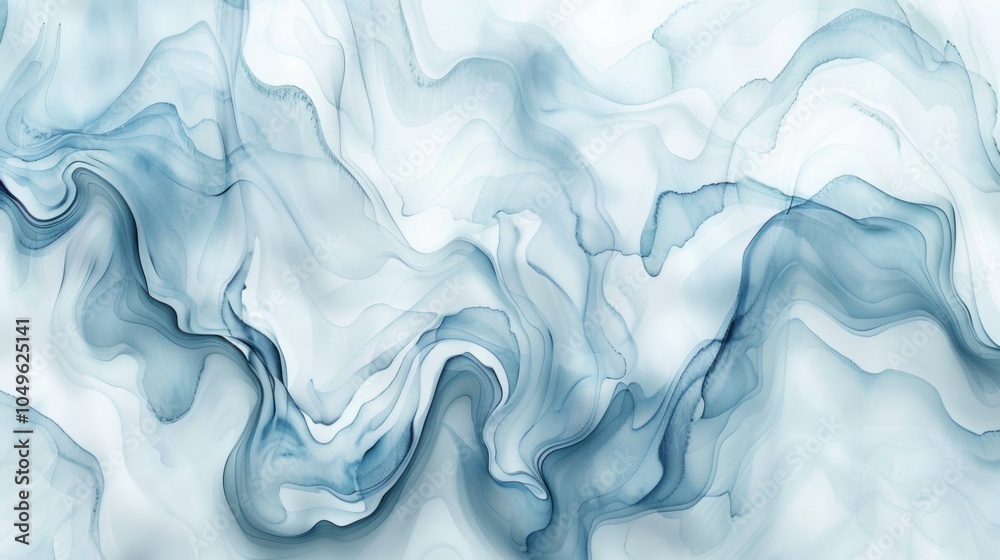 Obraz premium Abstract blue and white fluid shapes, flowing patterns, delicate design Ideal for backgrounds, wallpapers, and modern artwork with a calming aesthetic Captivating and unique