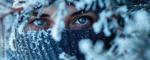 Winter Portrait with Frosted Background photo