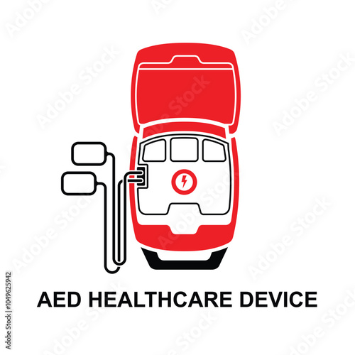 AED healthcare device icon isolated on background vector illustration.