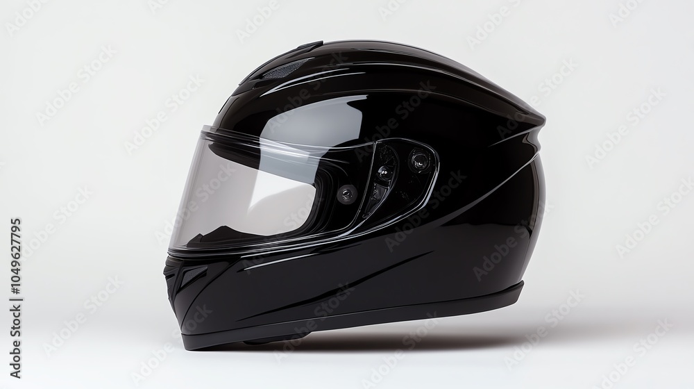 Black motorcycle helmet on white isolated background. Black motorcycle helmet on white isolated background.