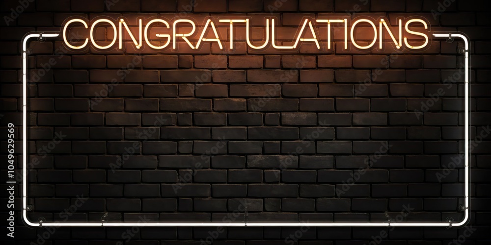 Fototapeta premium Bright Neon Congratulations Sign on Dark Background