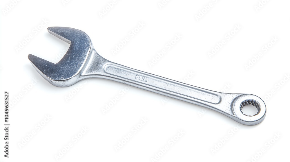 Metal wrench with shiny surface, isolated on a white background. Metal wrench with shiny surface, isolated on a white background.