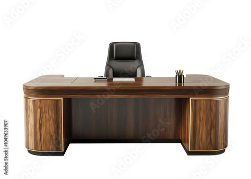Office desk isolated on transparent background. PNG file, cut out